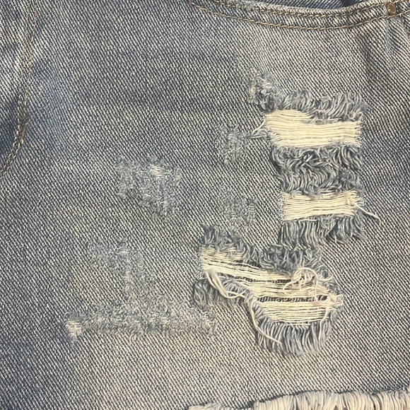 High Rise Distressed Denim Shorts - Picture 6 of 16